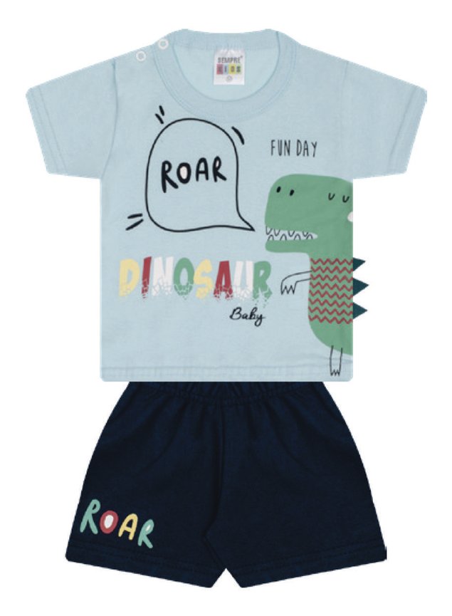 7315 azul claro dino conjuto infantil masculino