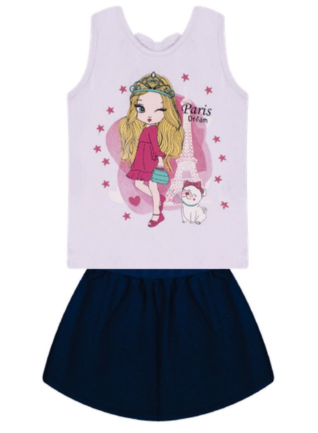 7372 branco conjunto regata feminino princesa