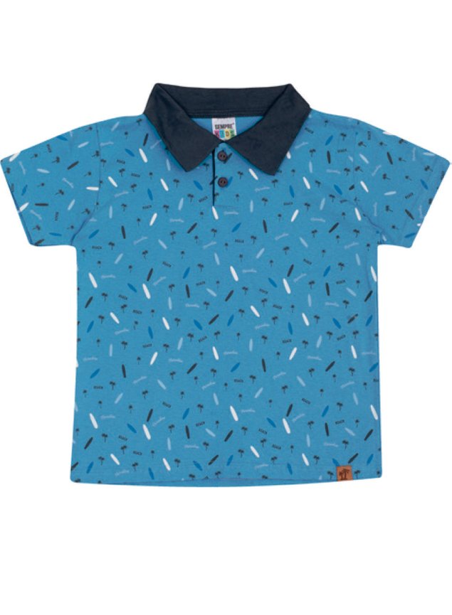 7385 azul camisa polo infantil masculina