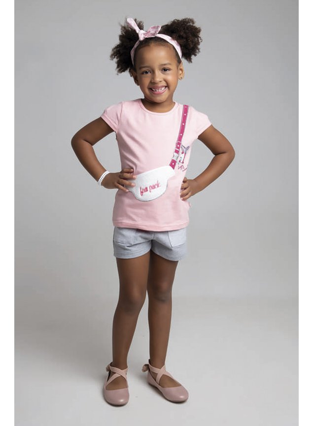 6217 conjunto blusa rosa velho cotton e shorts 46810
