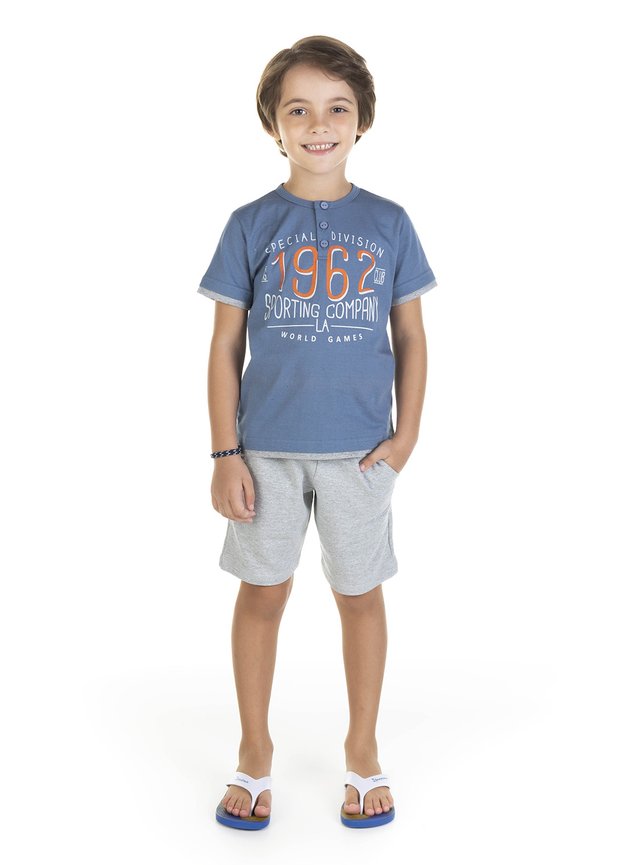11720 azul escuro conjunto camisa em mmalha e bermuda em moletom 0