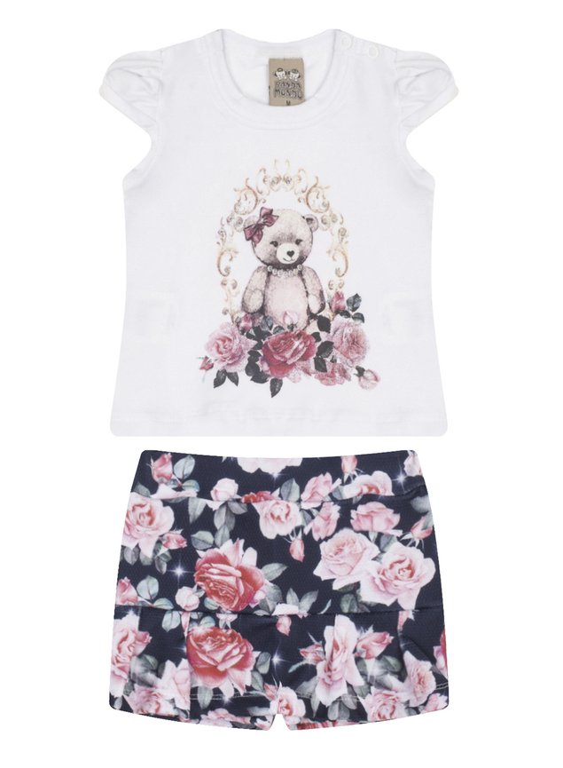 7408 branco conjunto infantil feminino