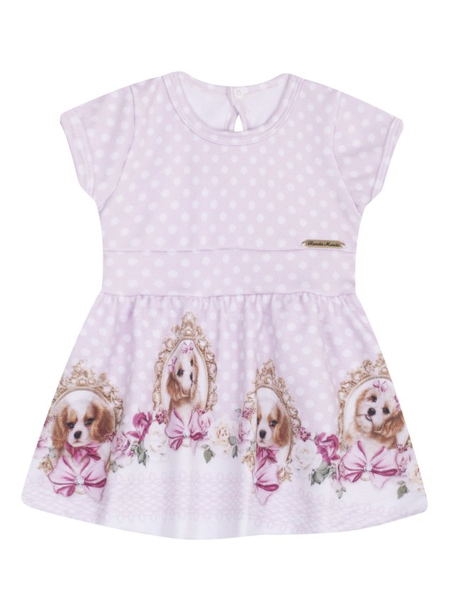 7410 lilas vestido infantil estampado cachorrinho