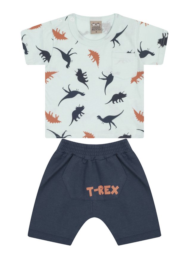 7427 azul conjunto infantil masculino dinos