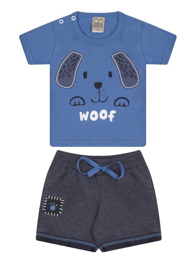 7431 azul conjunto infantil masculino dog cachorro