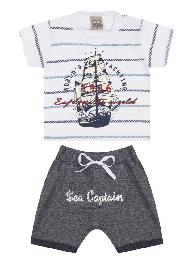 7433 branco conjunto infantil masculino navio
