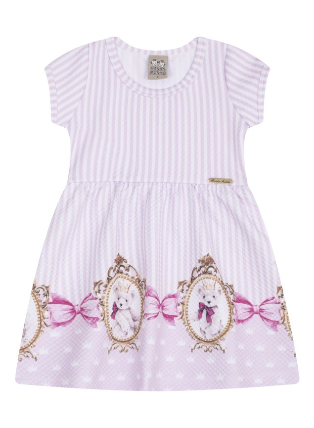 7449 rosa listrado vestido infantil estampado
