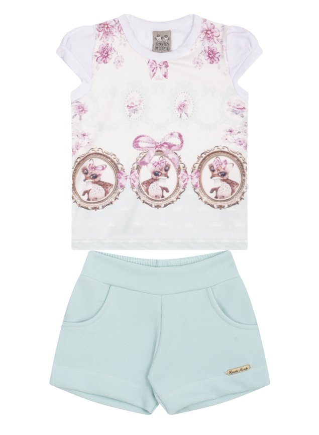 7459 branco conjuto infantil feminino blusa