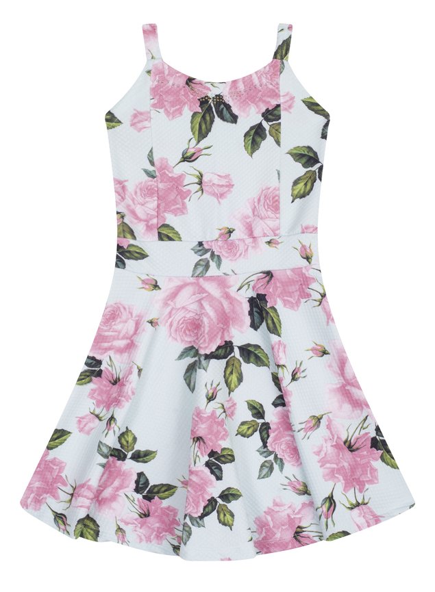 7548 verde vestido infantil feminino estampado floral
