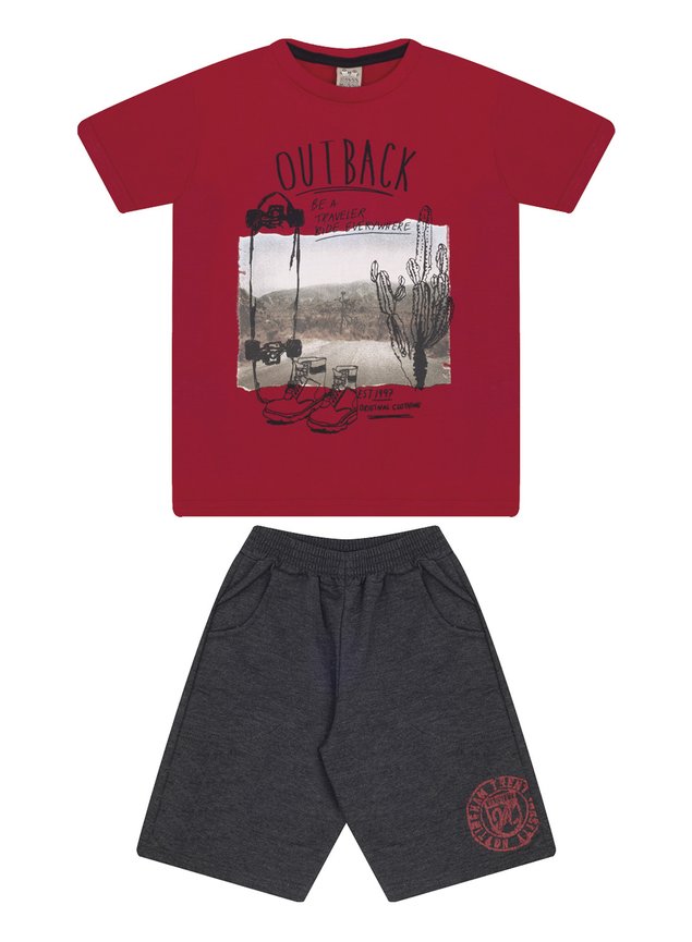 7583 vermelho conjunto infantil masculino com bolso moletom