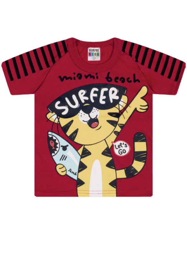 7347 vermelho camiseta intantil tigre