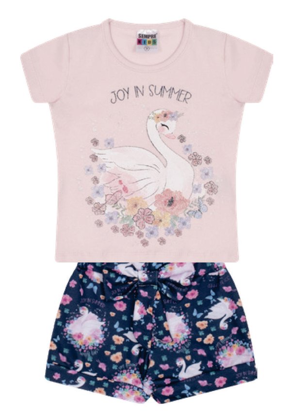7335 rosa 2cisne conjunto infantil