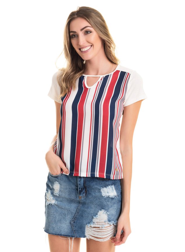 2549 24 tpd 2444 blusa feminina em visco com frente em chiffon listrado p a gg