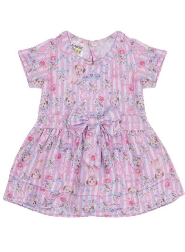 7312 rosa vestido infantil cachorrinho coracao