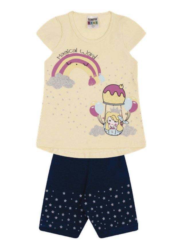 7333 amarelo conjunto infantil feminino nuvem