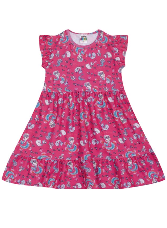 7377 pink vestido infantil com babados