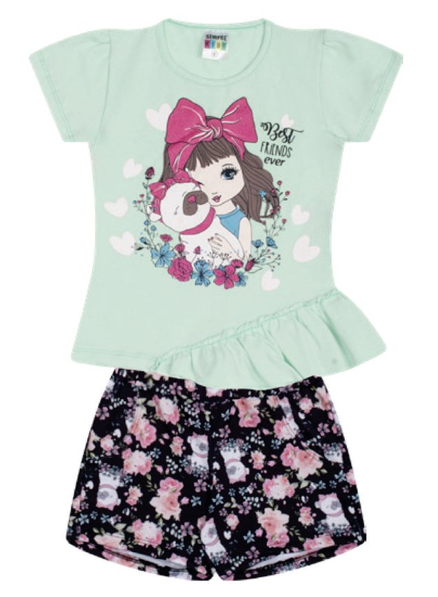 7371 verde conjunto infantil feminino