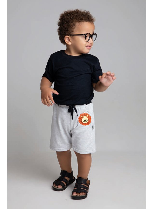6047 bermuda infantil moletom leao 2