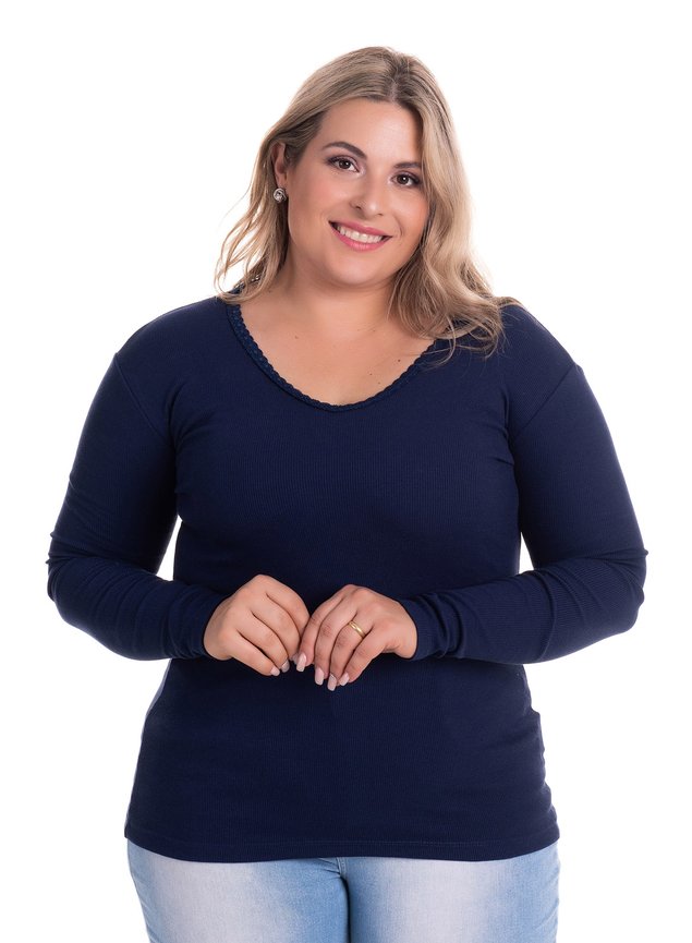 2303 1 3 blusa manga longa em ribana canelada 2x1 com renda plus size