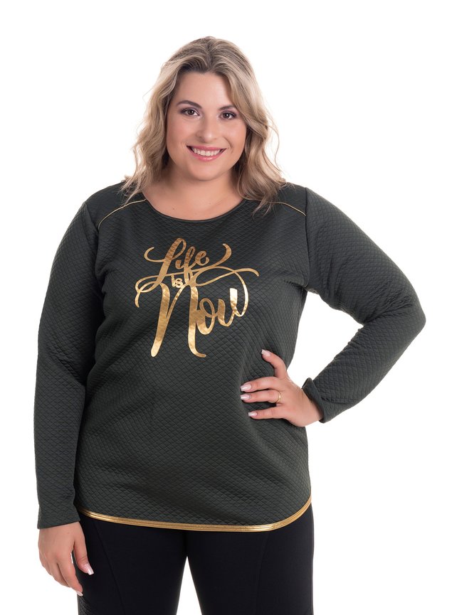 2519 4 blusao em matelasse de malha com filetes dourados plus size