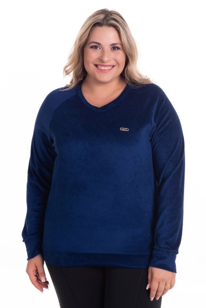 2520 2 blusa em plush decote v plus size