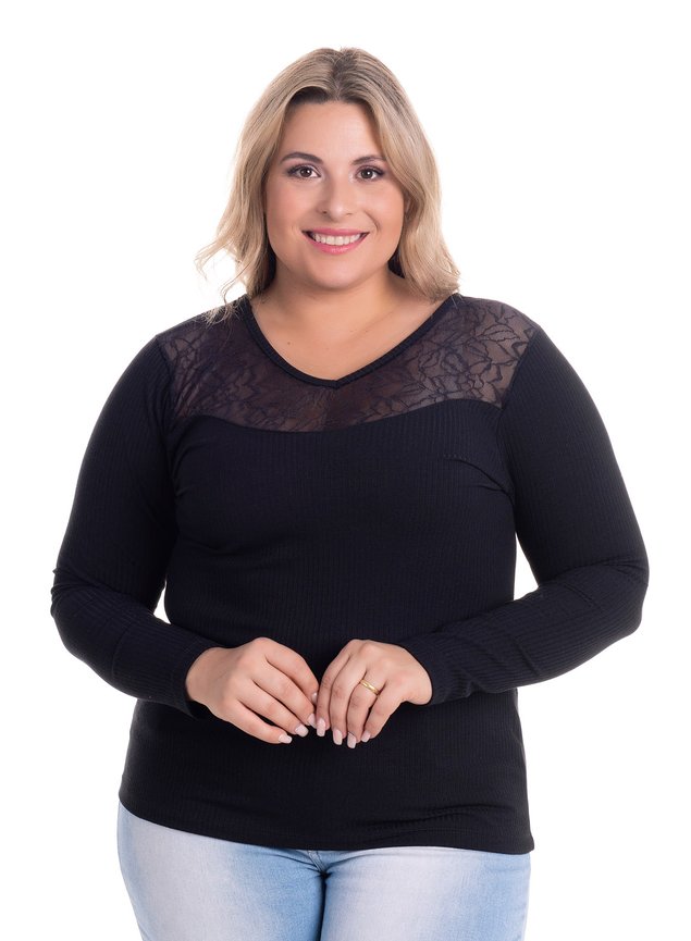 2527 6 blusa feminina em malha canelada plus size
