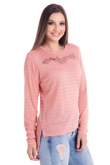 2442 2 blusa feminina decote redondo com abertura lateral em malha bionda 0