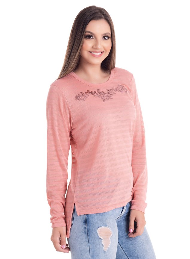 2442 2 blusa feminina decote redondo com abertura lateral em malha bionda 0