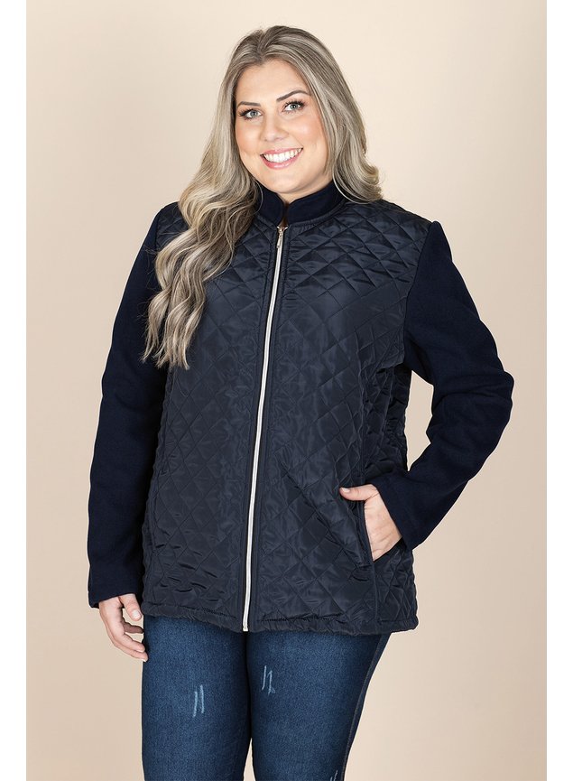 2521 casaco plus size marinho