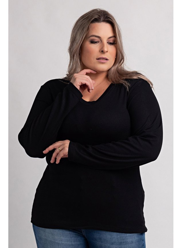 2155 blusa feminina plus size ribana canelada gola v ki beleza 5
