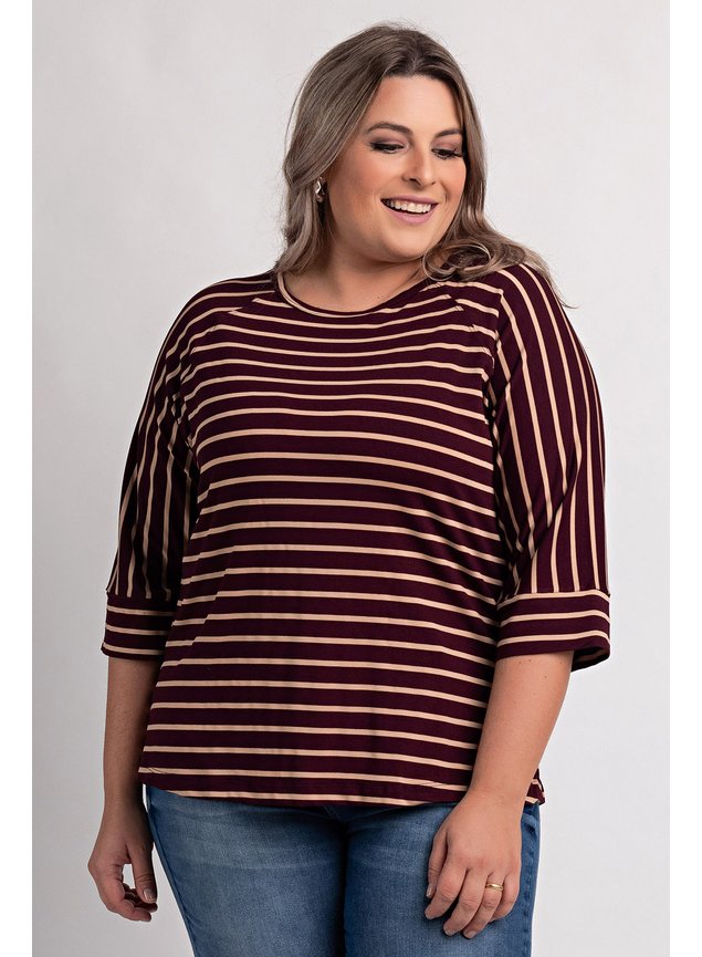 2163 blusa feminina plus size visco listrada ki beleza