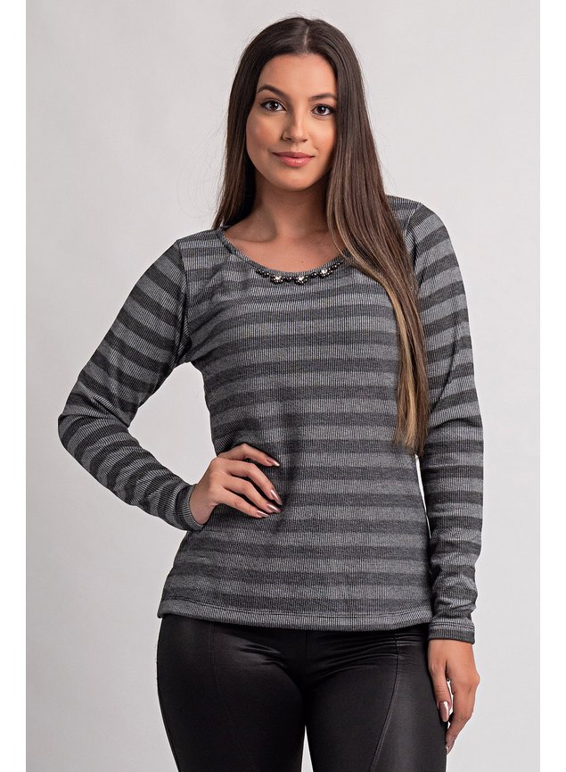2110 blusa feminina malha jacquard listrada ki beleza