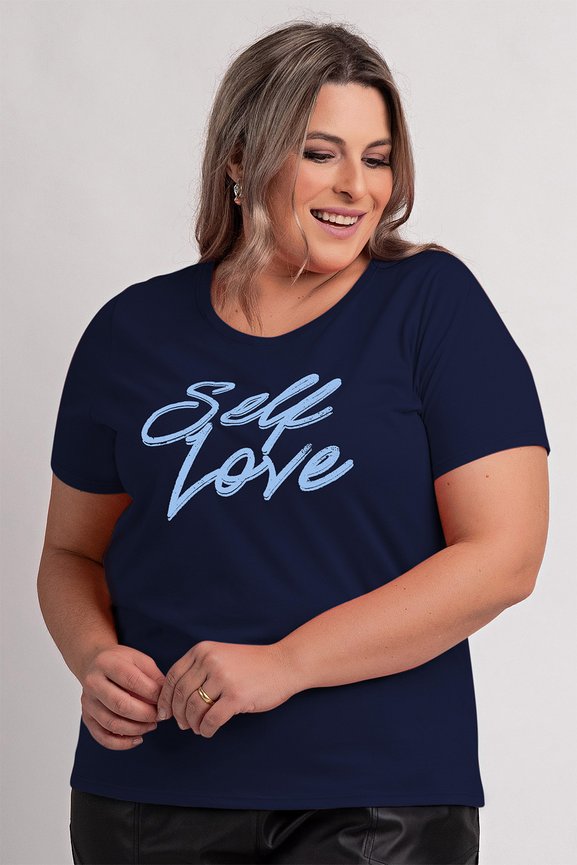 Blusa Feminina Plus Size Estampa "Self Love" - Cereja Rosa