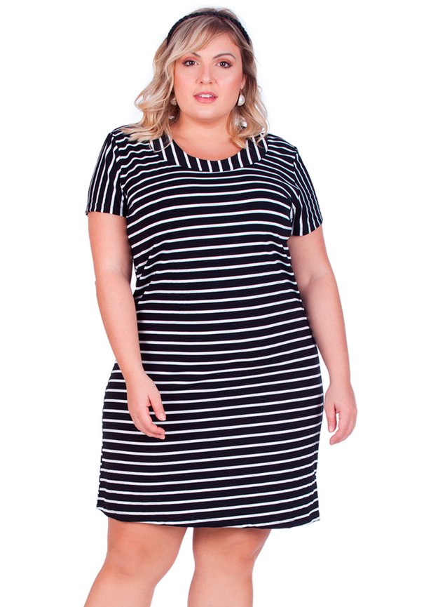 2686 2722 vestido plus size listrado em viscolycra