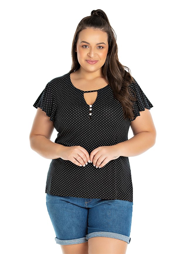 2276 blusa feminina plus size viscolycra poa