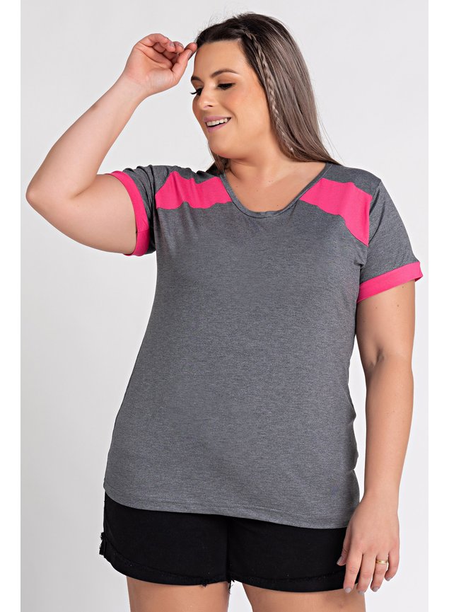 1638 blusa feminina plus size visco recortes cores contrastante tic tac 3