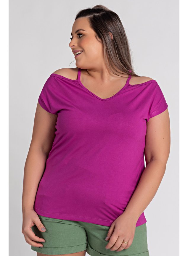3141 blusa feminina plus size gola v vazado ombro shimy 2