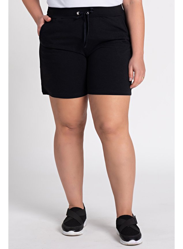 2707 bermuda feminina plus size moletinho bolsos frente cordao fake moda prime anade 1