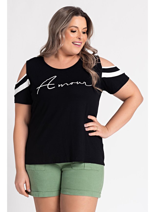 2634 blusa feminina plus size visco estampada amour detalhe vazado manga moda prime serena 1