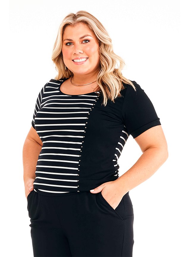101507 blusa feminina plus size listrada