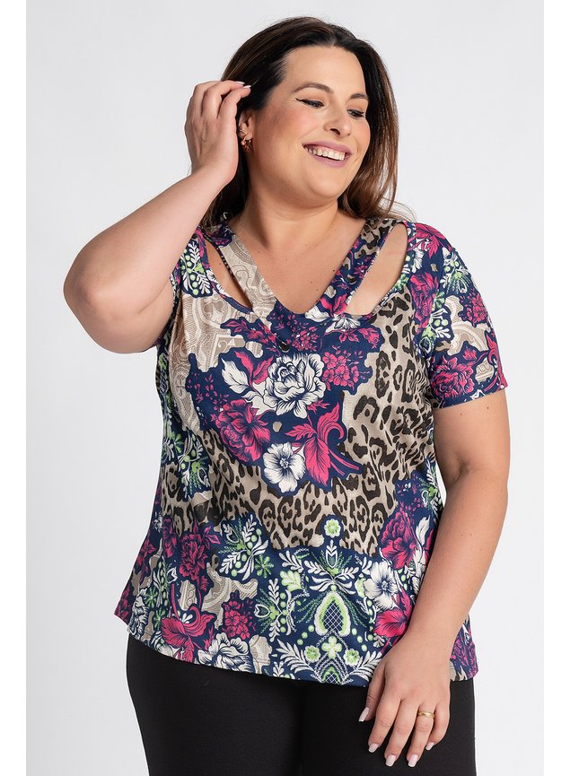 2647 blusa feminina plus size visco estampada detalhe gola serena moda prime 3