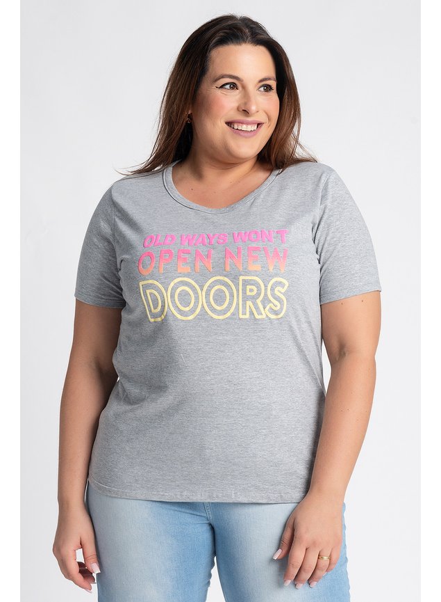 0585199 t shirt feminina plus size estampada old ways won t open new doors cereja rosa moda prime
