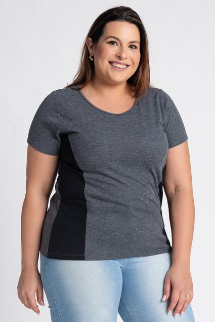 0585198 blusa feminina ribana canelada faixas laterais cor contrastante cereja rosa moda prime