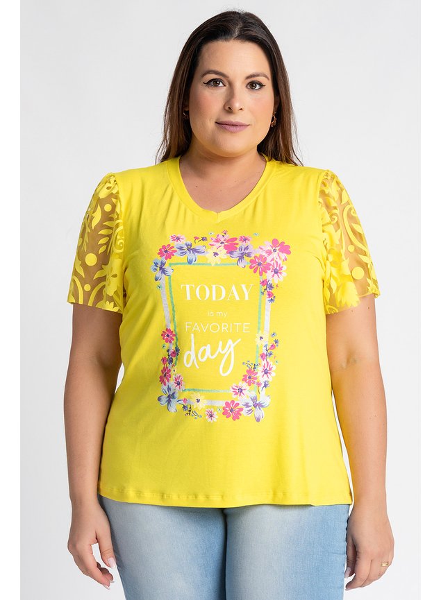 2638 blusa feminina plus size estampada mangas princesa detalhe renda serena moda prime 13