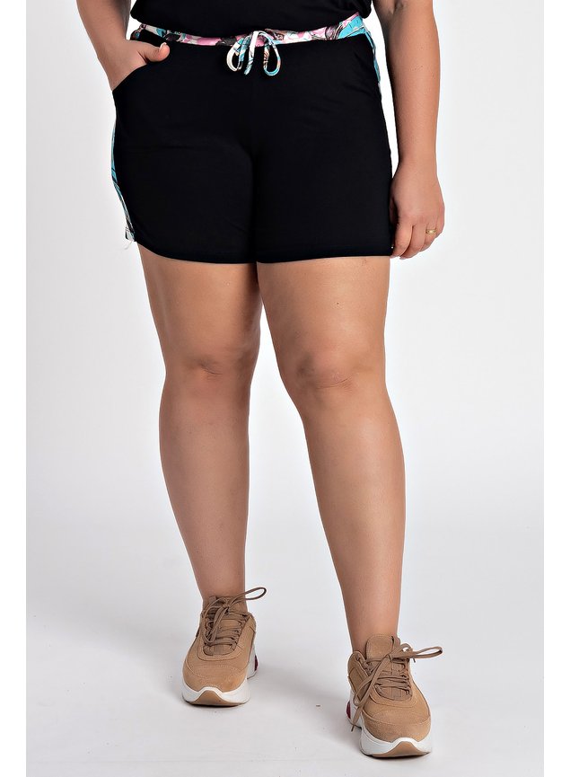 2652 bermuda feminina plus size visco detalhe estampado bolsos frente serena
