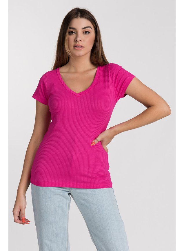kib2207 blusa feminina ribana canelada decote v ki beleza moda prime
