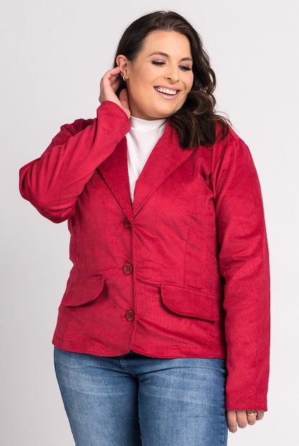 1611 blazer feminino plus size veludo cotele elastano fechamento botao serena