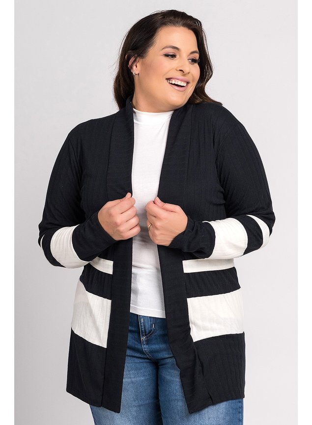 cer0585234 cardigan feminino plus size detalhe canelado largo listras cereja rosa