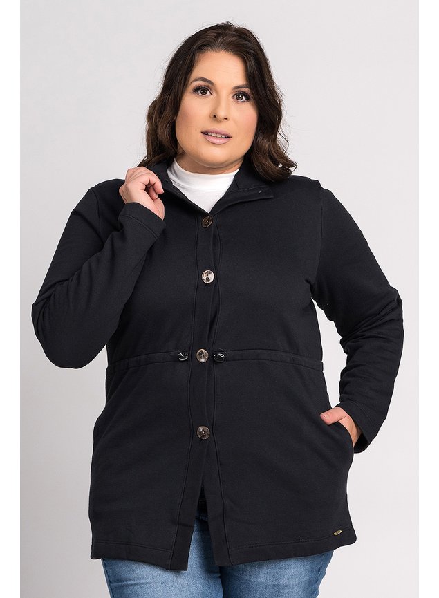 cer0585236 parka feminina plus size moleton peluciado fechamento botoes cereja rosa