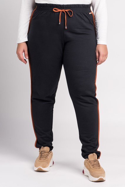 0585240 calca feminina plus size moleton peluciado filetes cores contrastantes cereja rosa 10